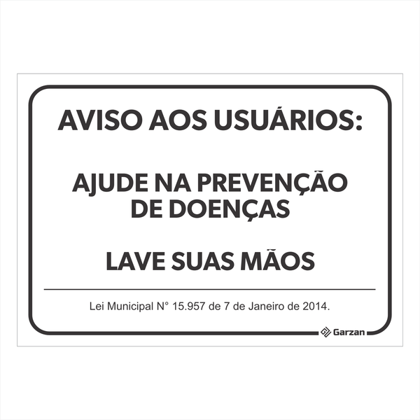 Placa de Sinalização "Lave Suas Mãos"
