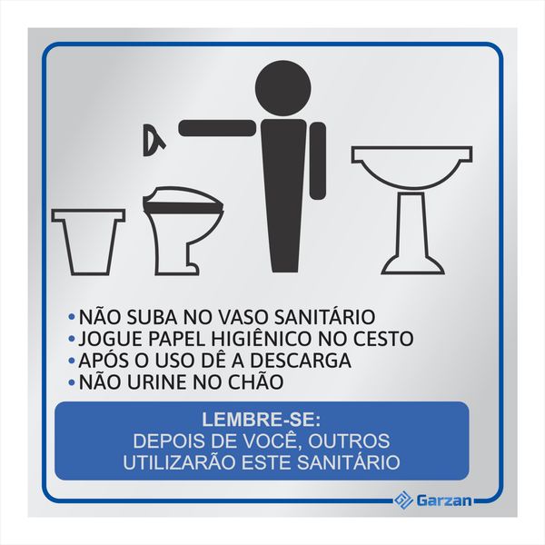 Placa de Sinalização Para Banheiro "Lembrete Higiene" em Alumínio