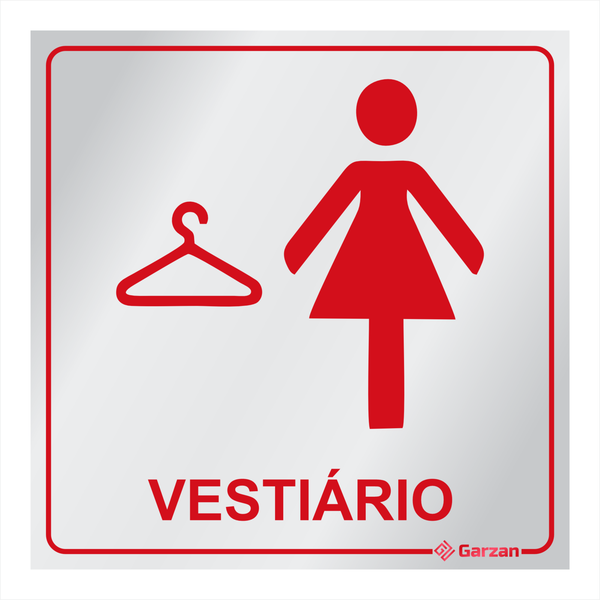 Placa de Sinalização Para Banheiro - Vestiário em Alumínio