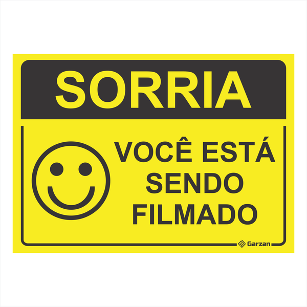 Placa de Sinalização Amarela "Sorria"