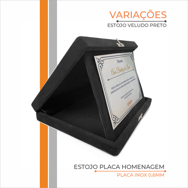 Placa de Homenagem Estojo de Veludo
