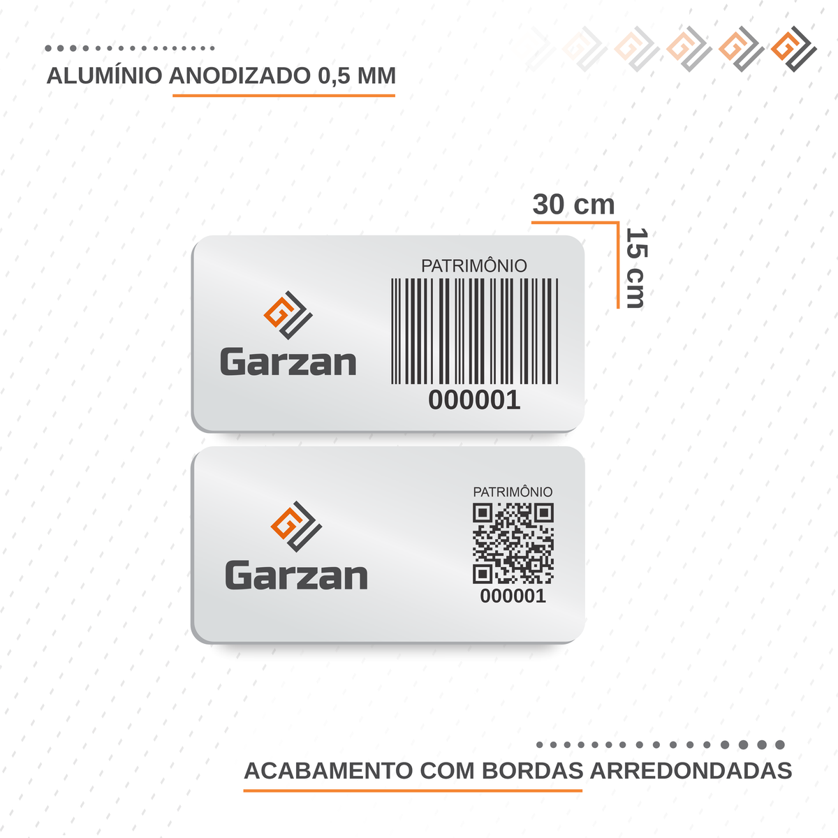 Placas de Patrimônio em Alumínio Anodizado 30X15 mm