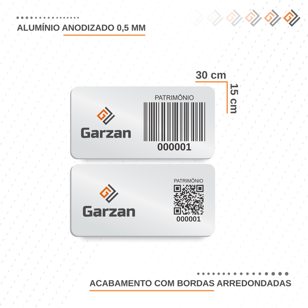 Placas de Patrimônio em Alumínio Anodizado 30X15 mm