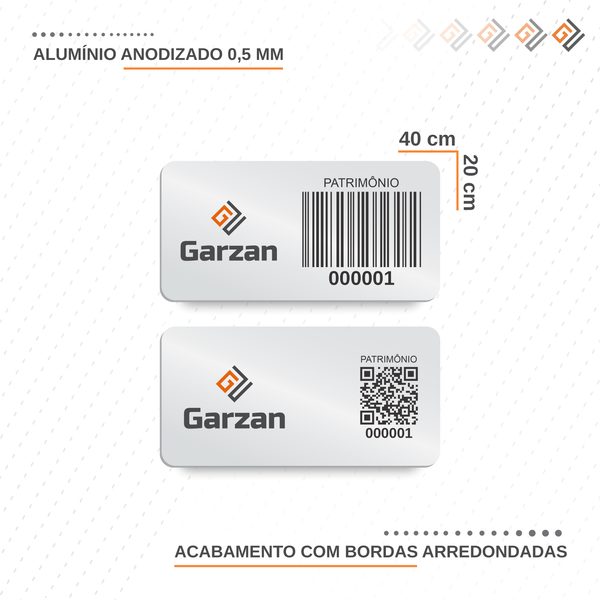 Placas de Patrimônio em Alumínio Anodizado 40x20 mm
