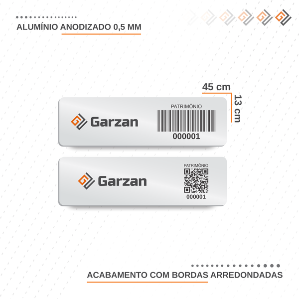 Placas de Patrimônio em Alumínio Anodizado 45x13 mm