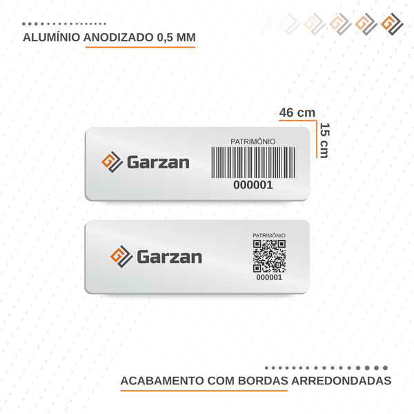 Placas de Patrimônio em Alumínio Anodizado 46x15 mm