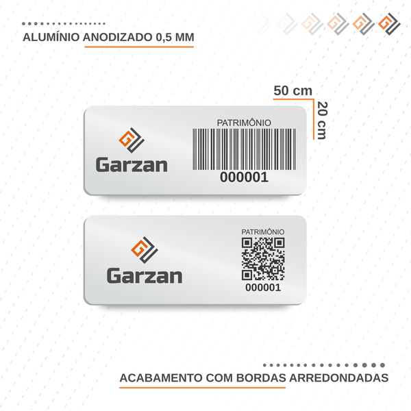 Placas de Patrimônio em Alumínio Anodizado 50x20 mm