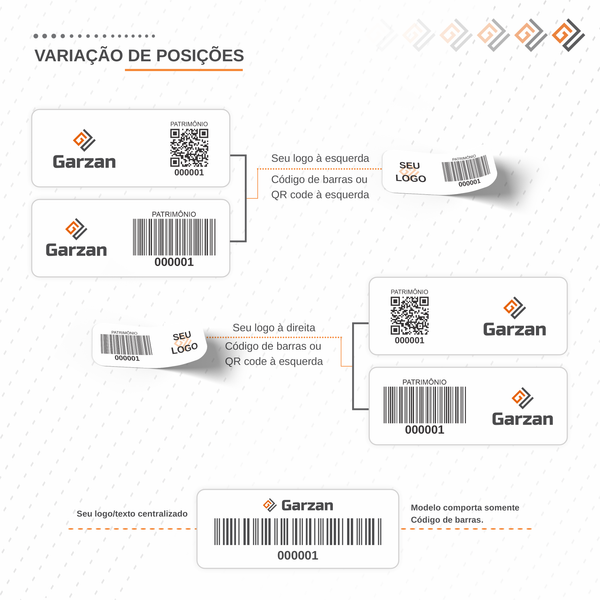Etiqueta de Patrimônio Ativo Fixo em Poliéster Branco 30X15 mm
