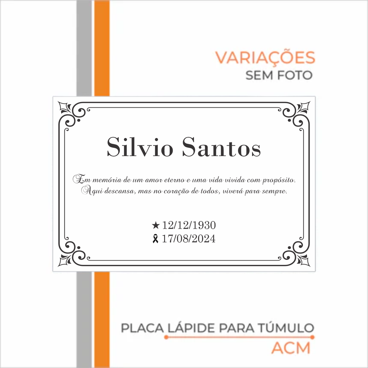 Placa Lápide para Túmulo Homenagem