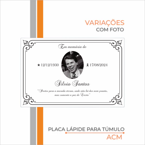 Placa Lápide para Túmulo Homenagem