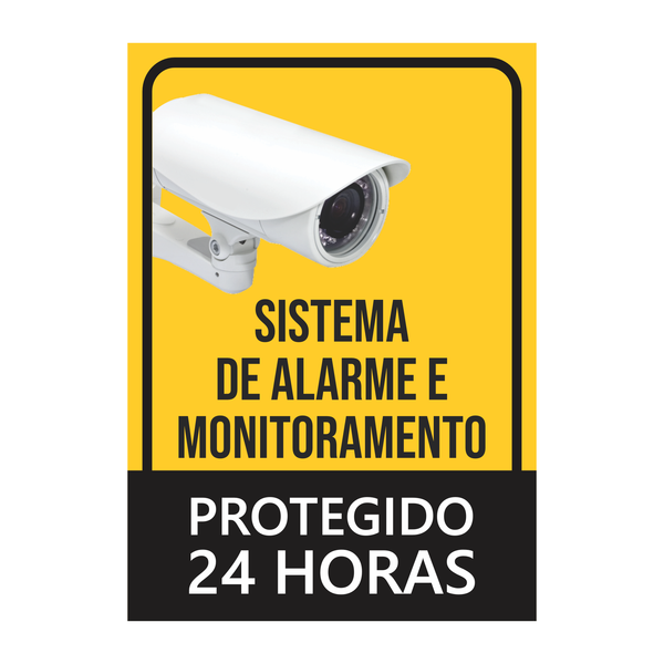 Placa de Sinalização Sistema de Alarme e Monitoramento - em Alumínio