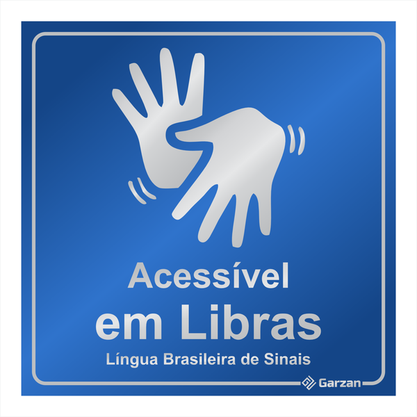 Placa de Sinalização "Acessível em Libras" em Alumínio