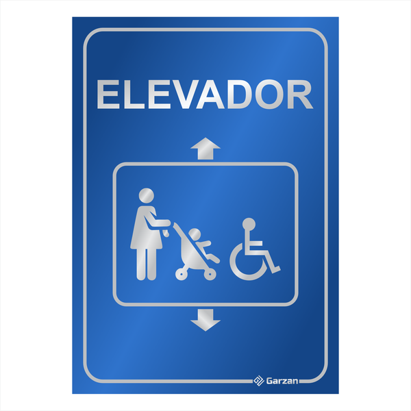 Placa de Sinalização "Elevador" em Alumínio