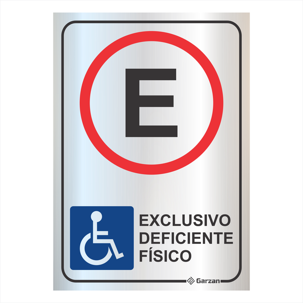 Placa de Sinalização "Estacionamento Exclusivo Deficiente Físico" em Alumínio