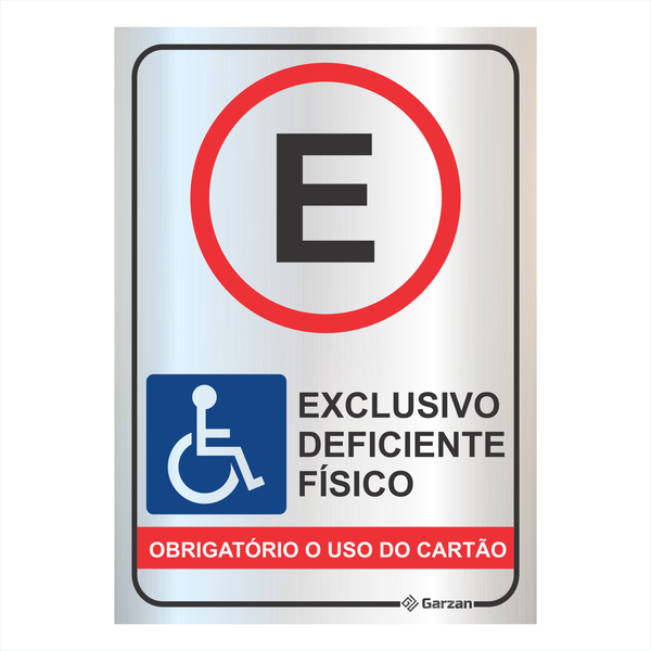 Placa de Sinalização "Estacionamento Exclusivo, Obrigatório o Uso de Cartão" em Alumínio