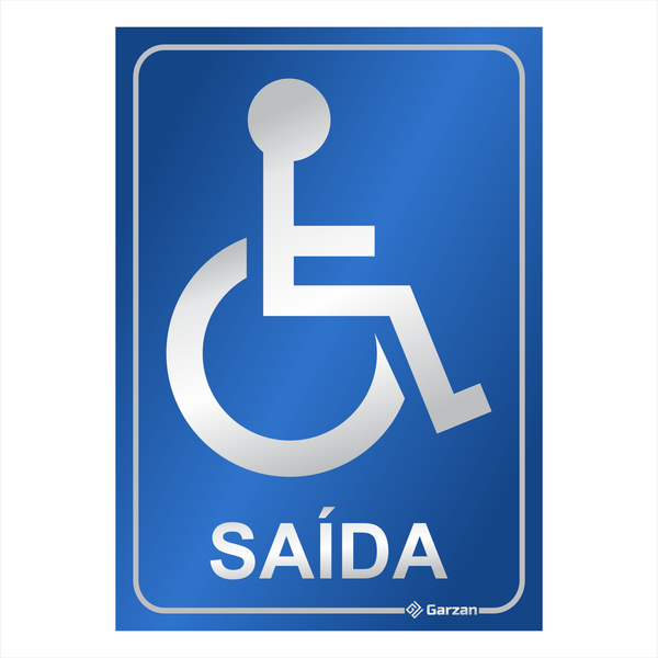 Placa de Sinalização "Saída Deficiente Físico" em Alumínio