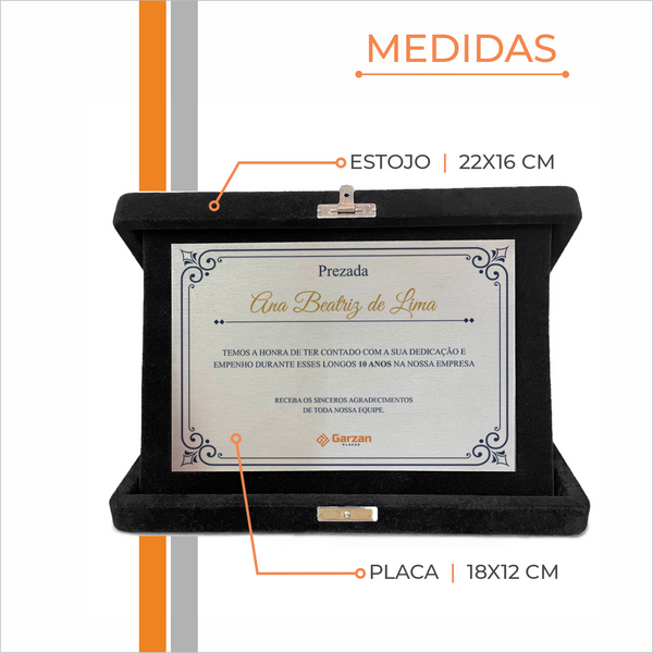 Placa de Homenagem Estojo de Veludo