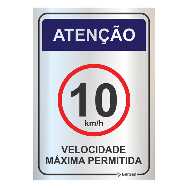 Placa de Sinalização "Velocidade Máxima Permitida" em Alumínio