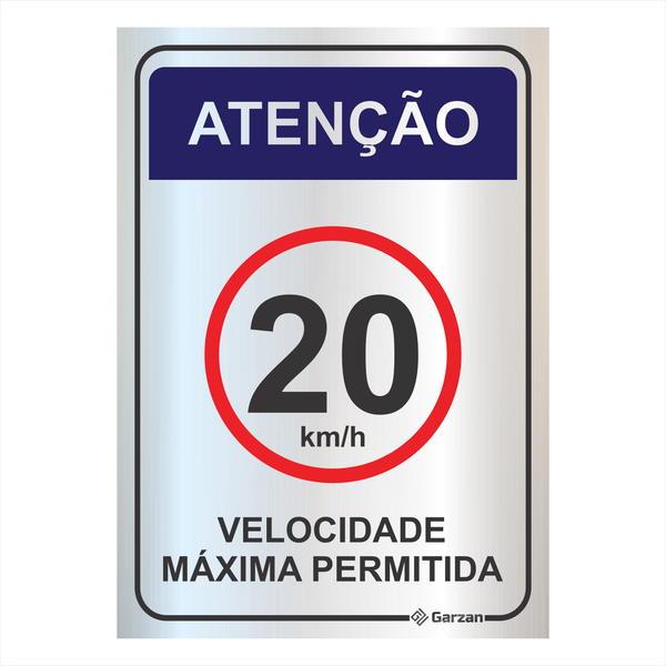 Placa de Sinalização "Velocidade Máxima Permitida" em Alumínio