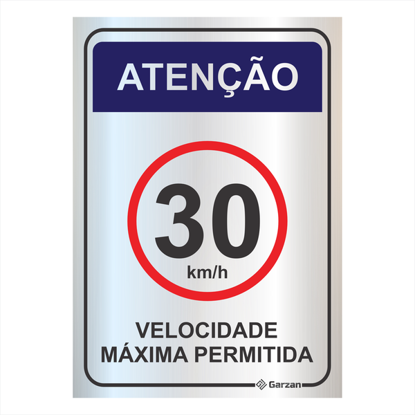 Placa de Sinalização "Velocidade Máxima Permitida" em Alumínio