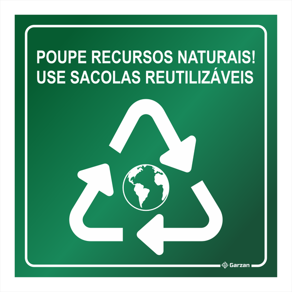 Placa de Sinalização "Poupe Recursos Naturais" em Alumínio