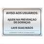 Placa de Sinalização "Lave Suas Mãos" em Alumínio
