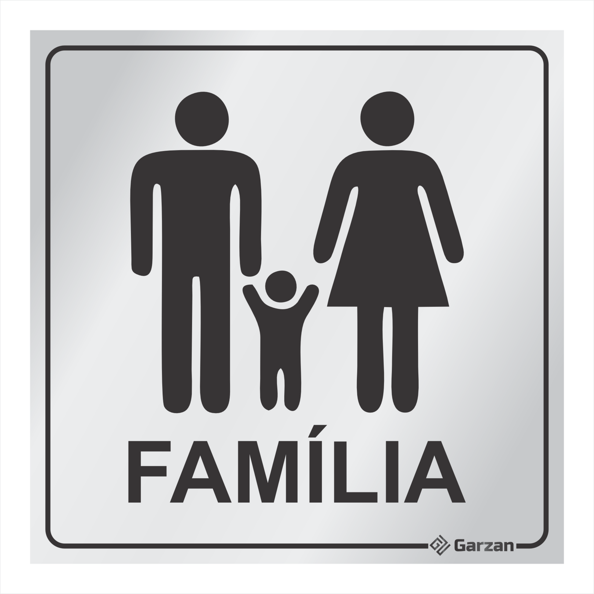 Placa de Sinalização Para Banheiro Família em Alumínio