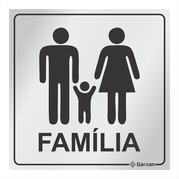 Placa de Sinalização Para Banheiro Família em Alumínio