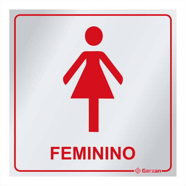 Placa de Sinalização Para Banheiro Feminino - Modelos Diversos em Alumínio