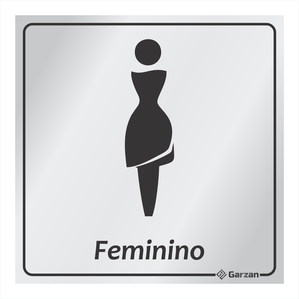 Placa de Sinalização Para Banheiro Feminino - Modelos Diversos em Alumínio