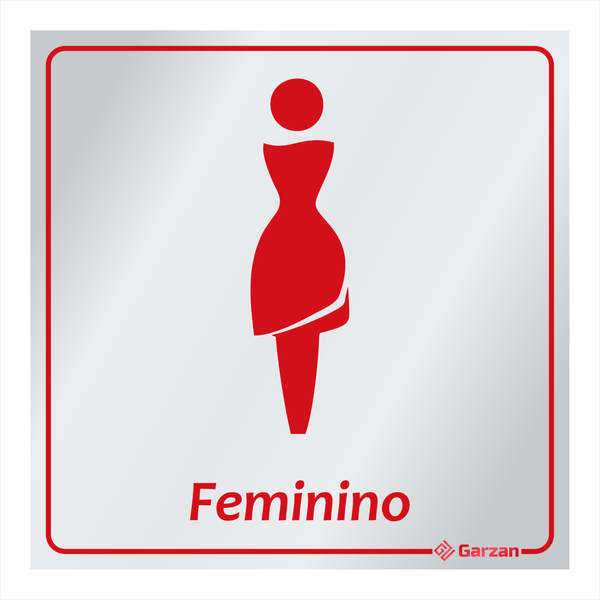 Placa de Sinalização Para Banheiro Feminino - Modelos Diversos em Alumínio