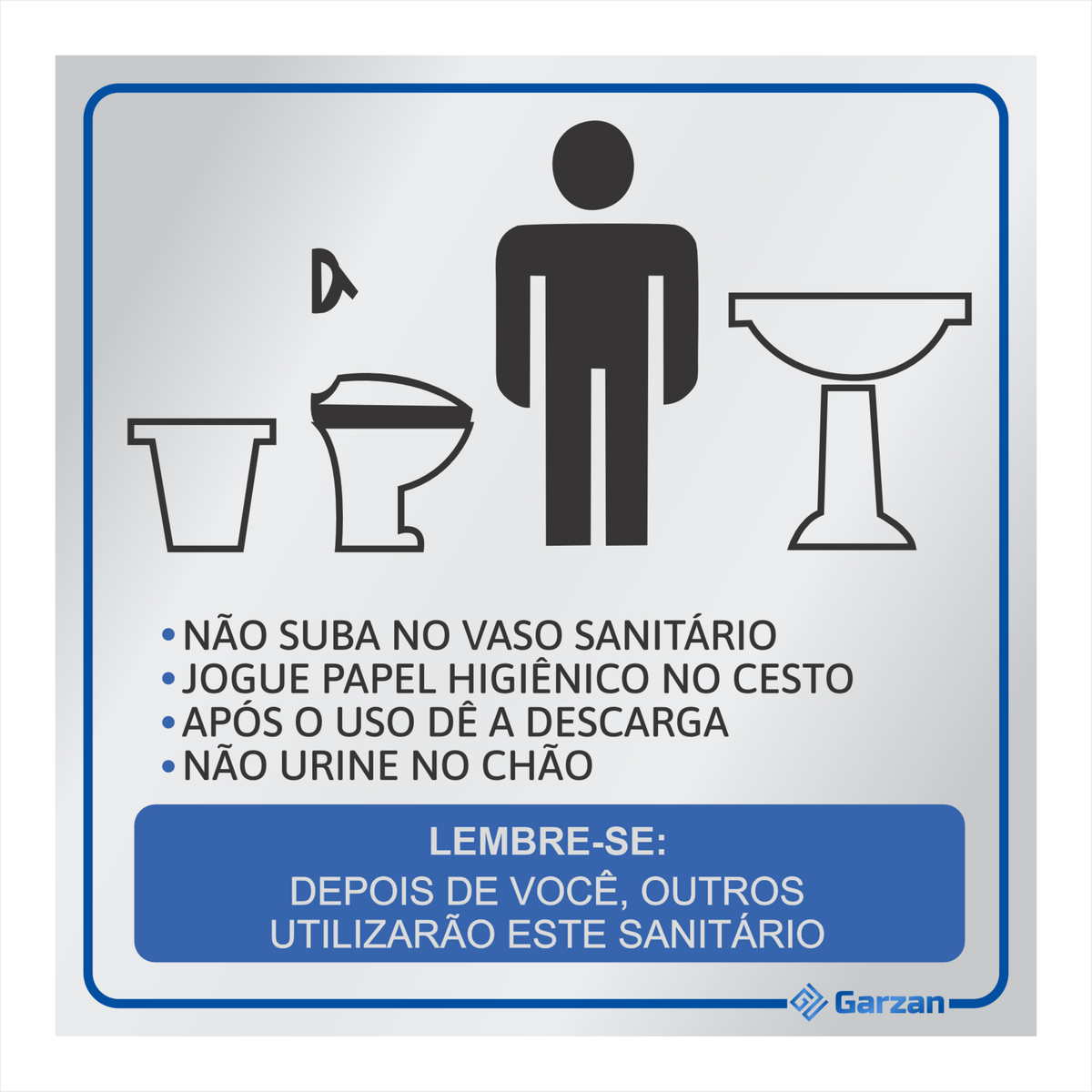 Placa de Sinalização Para Banheiro "Lembrete Higiene" em Alumínio