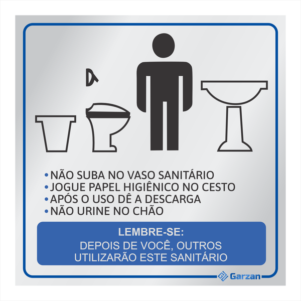 Placa de Sinalização Para Banheiro "Lembrete Higiene" em Alumínio