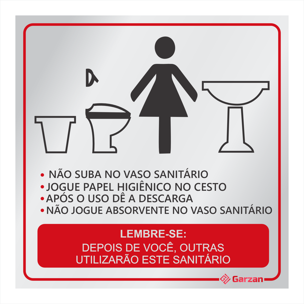 Placa de Sinalização Para Banheiro "Lembrete Higiene" em Alumínio