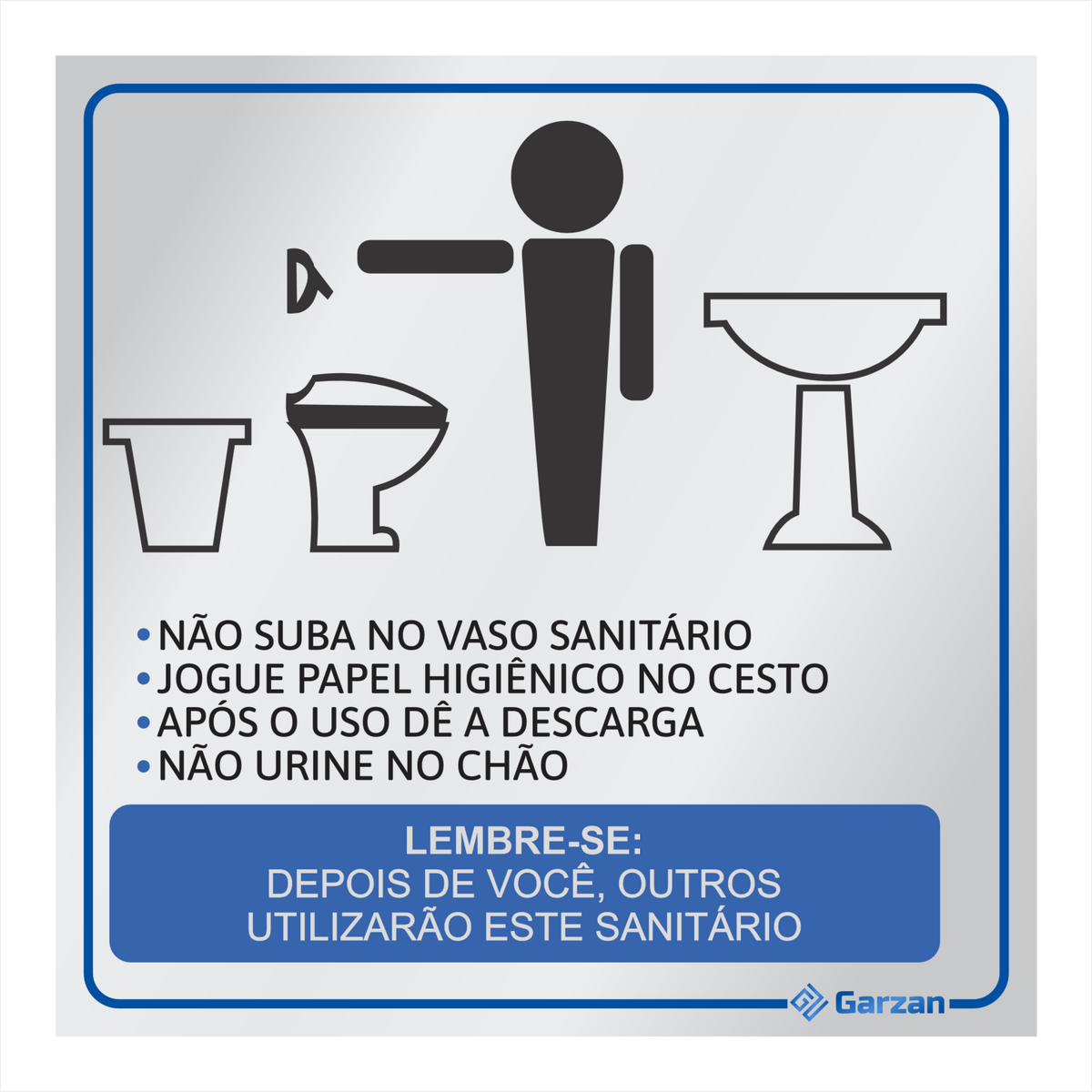 Placa de Sinalização Para Banheiro "Lembrete Higiene" em Alumínio