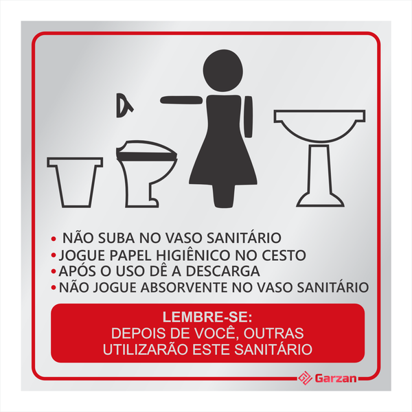 Placa de Sinalização Para Banheiro "Lembrete Higiene" em Alumínio