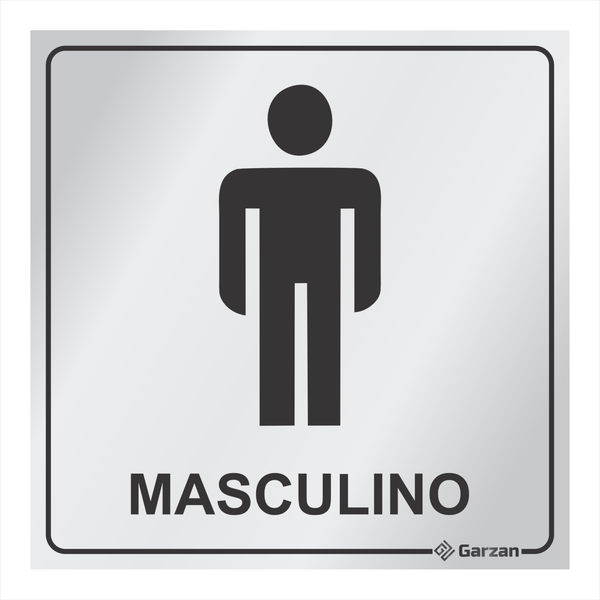 Placa de Sinalização Para Banheiro Masculino - Modelos Diversos em Alumínio