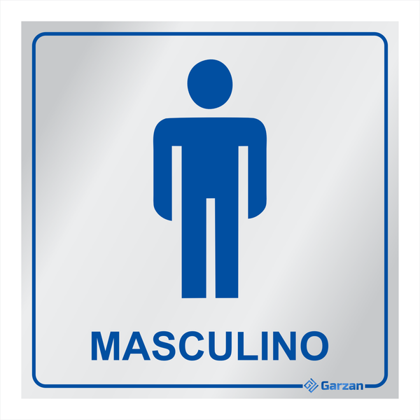 Placa de Sinalização Para Banheiro Masculino - Modelos Diversos em Alumínio