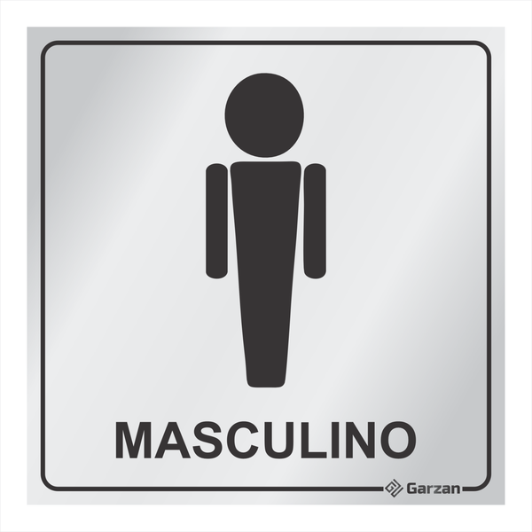 Placa de Sinalização Para Banheiro Masculino - Modelos Diversos em Alumínio