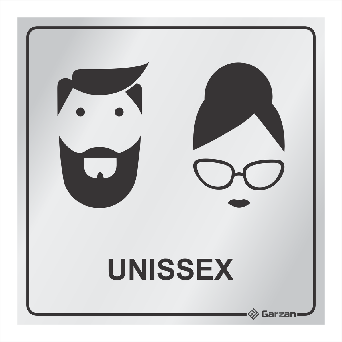 Placa de Sinalização Para Banheiro Unissex - Modelos Diversos em Alumínio
