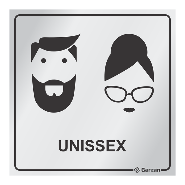 Placa de Sinalização Para Banheiro Unissex - Modelos Diversos em Alumínio