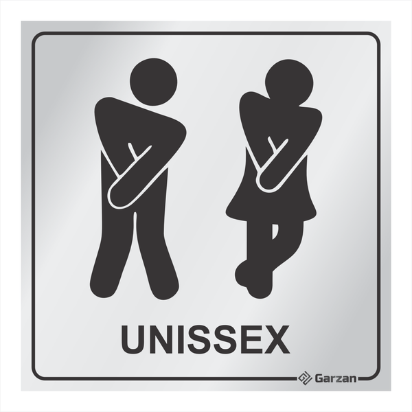 Placa de Sinalização Para Banheiro Unissex - Modelos Diversos em Alumínio