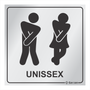 Placa de Sinalização Para Banheiro Unissex - Modelos Diversos em Alumínio