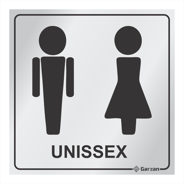 Placa de Sinalização Para Banheiro Unissex - Modelos Diversos em Alumínio