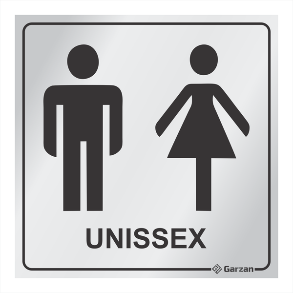 Placa de Sinalização Para Banheiro Unissex - Modelos Diversos em Alumínio