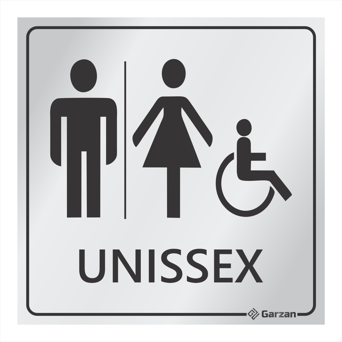 Placa de Sinalização Para Banheiro Unissex - Modelos Diversos em Alumínio