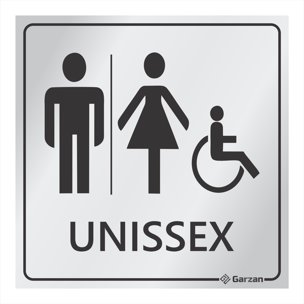 Placa de Sinalização Para Banheiro Unissex - Modelos Diversos em Alumínio