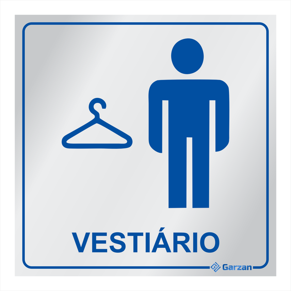 Placa de Sinalização Para Banheiro - Vestiário em Alumínio