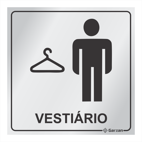 Placa de Sinalização Para Banheiro - Vestiário em Alumínio
