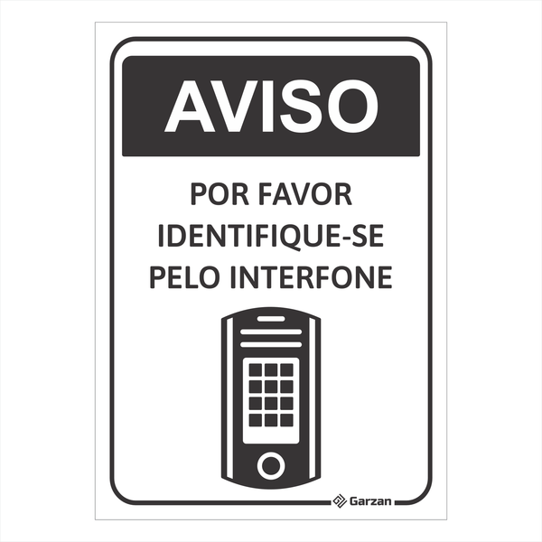 Placa de Sinalização Identifique-se Pelo Interfone